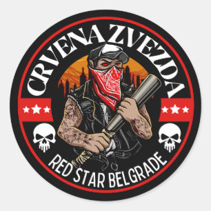 Adesivo Redondo Crvena Zvezda Estrela Vermelha Belgrado Torcedor