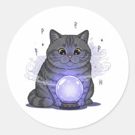 Adesivo Redondo Crystal Brit - Halloween britânico de gato Shortha