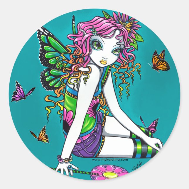 Adesivo Redondo Crystal Candy Rainbow Fairy Stickers (Frente)