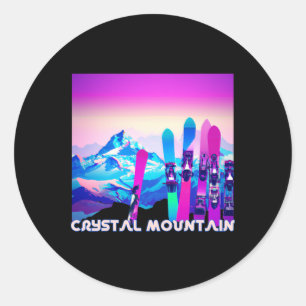 Adesivo Redondo Crystal Mountain Ski Retro estilo anos 80 de esqui