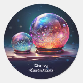 Adesivo Redondo Crystal Snowballs Christmas Holiday Sticker