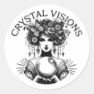 Adesivo Redondo Crystal Visions Mystical Woman Vintage T-Shirt | B