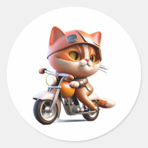 Adesivo Redondo CTE-CAT dirigindo motocicleta T-Shirt Clássico