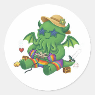 Adesivo Redondo Cthulhu Bebê Gamer