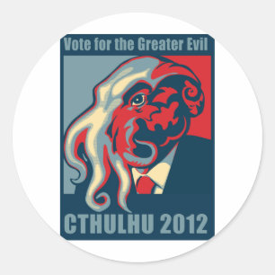 Adesivo Redondo Cthulhu para o presidente 2012