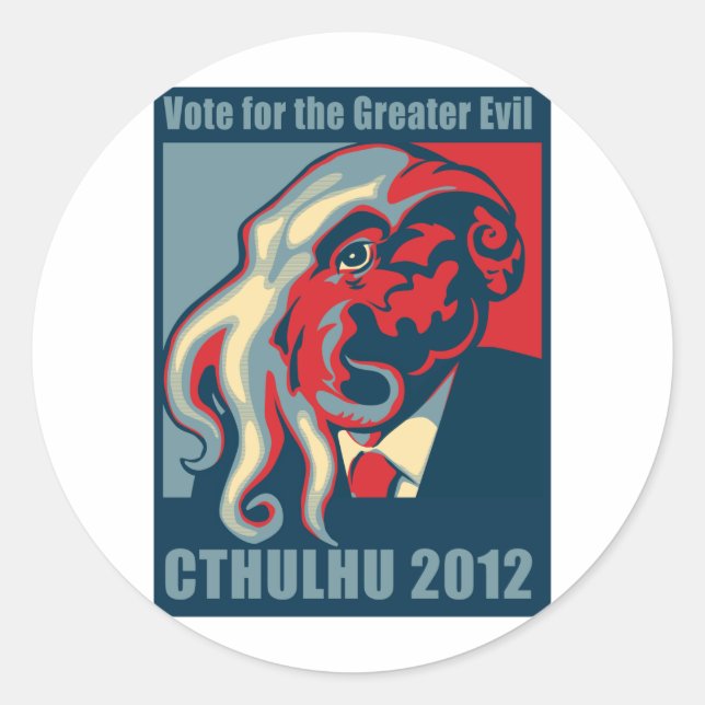 Adesivo Redondo Cthulhu para Presidente- 2012 (Frente)