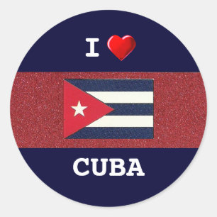 Adesivo Redondo CUBA: Eu Amo Cuba