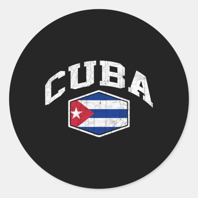 Adesivo Redondo Cuba Flag Throwback (Frente)