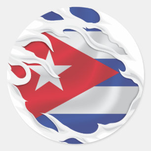 Adesivo Redondo Cuba Ripped Flag