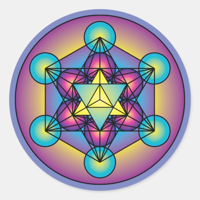 Adesivo Redondo Cube Merkaba, do Metatron (Frente)