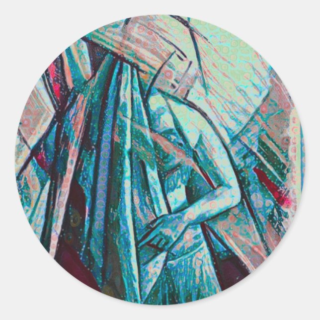 Adesivo Redondo Cubist Art Deco Belly Dancer (Frente)