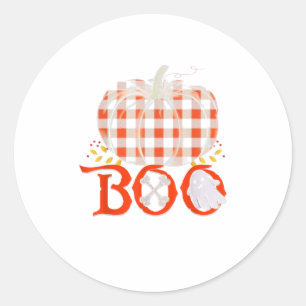 Adesivo Redondo Cubo Boo Ghost Pumpkin Xadrez Dia de as Bruxas eng