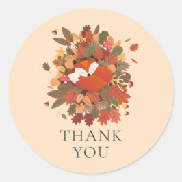 Adesivo Redondo Cubo da Raposa da Floresta Obrigado