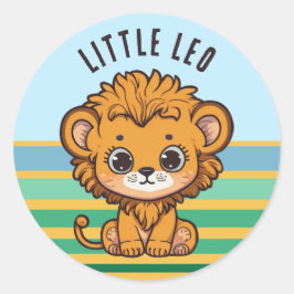 Adesivo Redondo Cubo de leão de bebê bonito - pequeno Leo