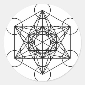 Adesivo Redondo Cubo de Metatron (Branco)