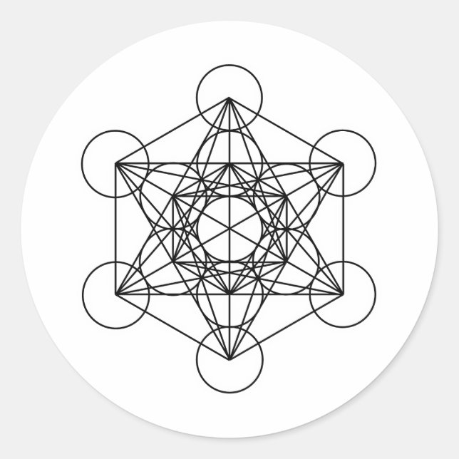 Adesivo Redondo Cubo de Metatron (Branco) (Frente)