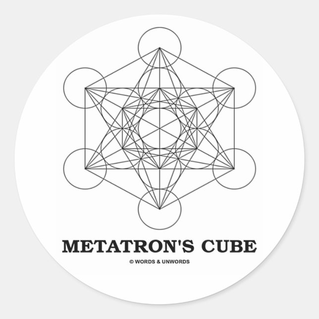 Adesivo Redondo Cubo de Metatron (Geometria Sagrada) (Frente)