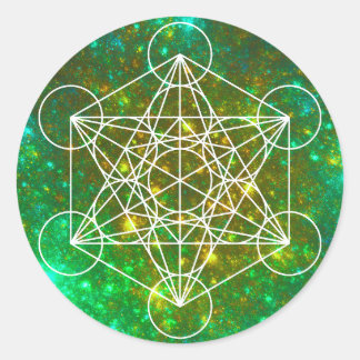 Adesivo Redondo Cubo de Metatron, Geometria Sagrada, Símbolo Espir