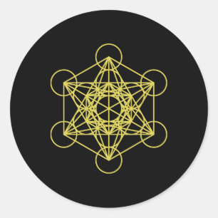 Adesivo Redondo Cubo de Metatron Geometria Sagrada Yoga Geometria