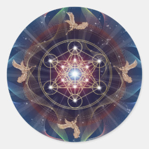 Adesivo Redondo Cubo de Metatron - Merkabah - Geometria Sagrada
