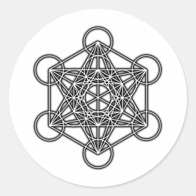 Adesivo Redondo Cubo de Metatron (Preto) (Frente)