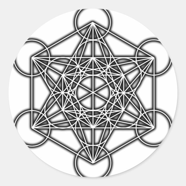 Adesivo Redondo Cubo de Metatron (Preto) (Frente)