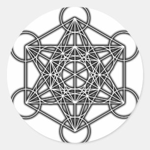 Adesivo Redondo Cubo de Metatron (Preto)