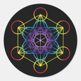 Adesivo Redondo Cubo de Metatron - Versão Arco-Íris