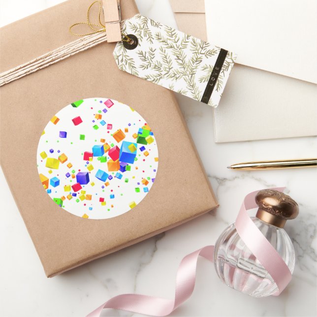 Adesivo Redondo Cubos Coloridos 1 (Presentear)