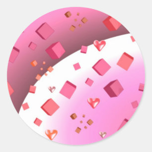 Adesivo Redondo Cubos e Corações Flutuantes