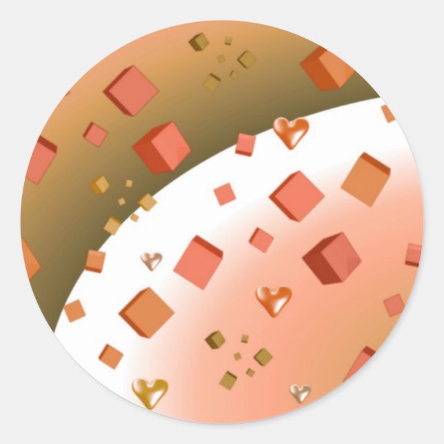 Adesivo Redondo Cubos e Corações Flutuantes (Frente)
