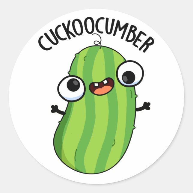 Adesivo Redondo Cuckoocumber Funny Veggie Cucumber Pun (Frente)