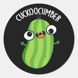 Adesivo Redondo Cuckoocumber Funny Veggie Cucumber Pun Dark BG