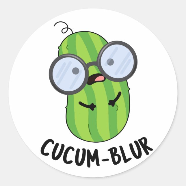 Adesivo Redondo Cucum blur Funny Veggie Cucumber Pun (Frente)