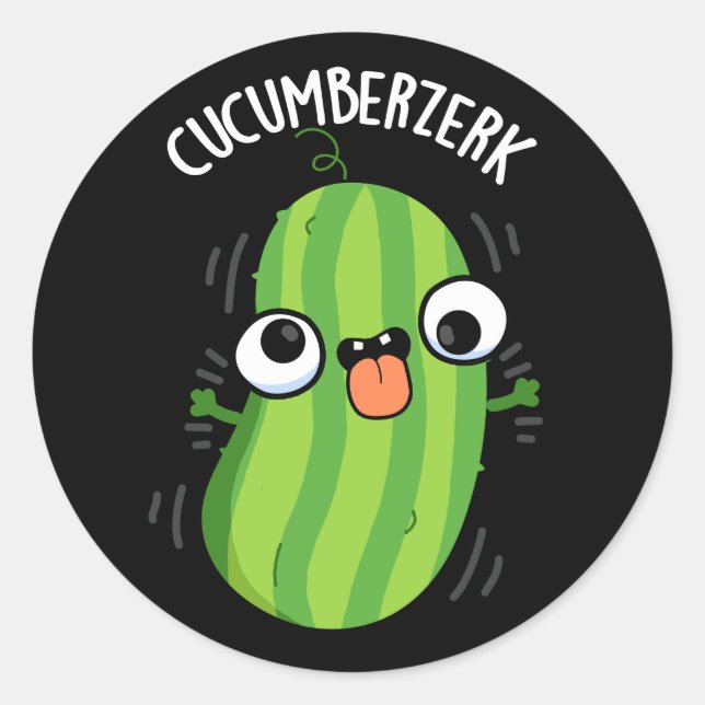 Adesivo Redondo Cucumberzerk Funny Berzerk Pepino Pun Dark BG (Frente)
