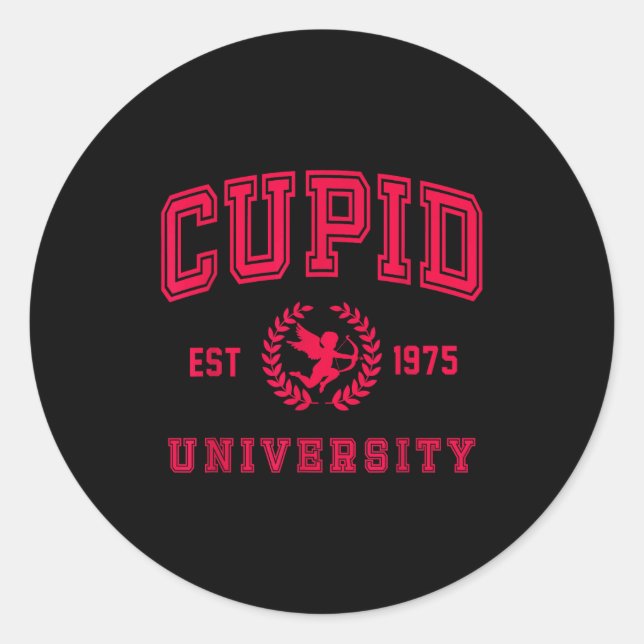 Adesivo Redondo Cud University Cute Cherub Valentines Day Crest  (Frente)