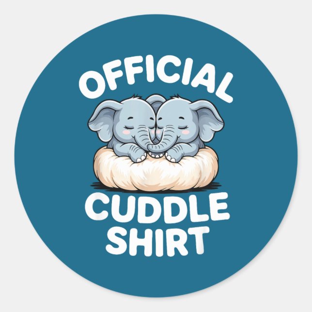 Adesivo Redondo Cuddle Shirt Cute Baby Elephant Snuggle  (Frente)
