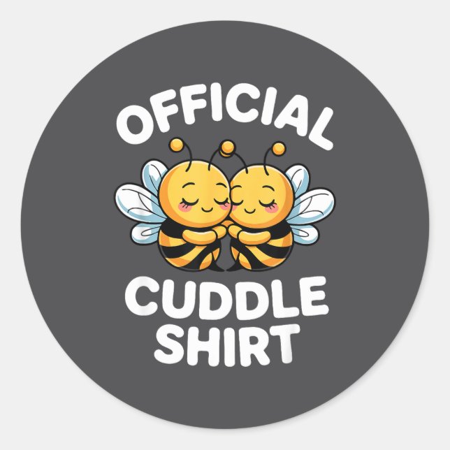 Adesivo Redondo Cuddle Shirt Cute Bees Funny Cozy Couple  (Frente)