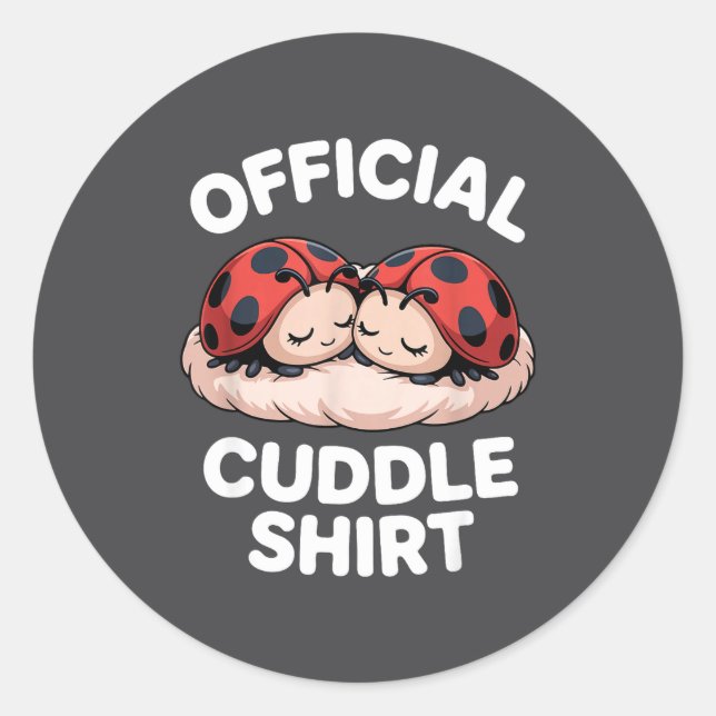 Adesivo Redondo Cuddle Shirt Cute Ladybug Couple Cozy  (Frente)