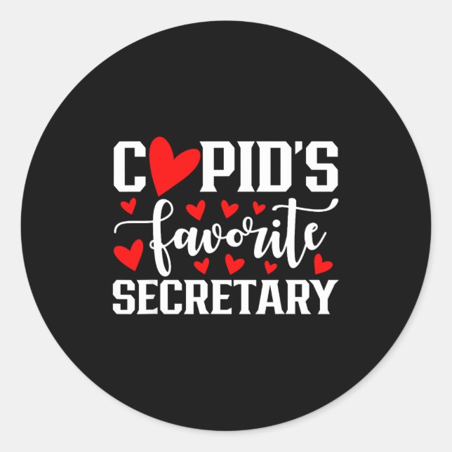 Adesivo Redondo Cud's Favorite Secretary Cute Heart Valentine's Da (Frente)