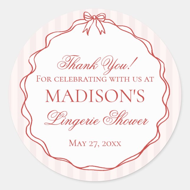 Adesivo Redondo Cuecas de lingerie rosa e vermelha para festa (Frente)