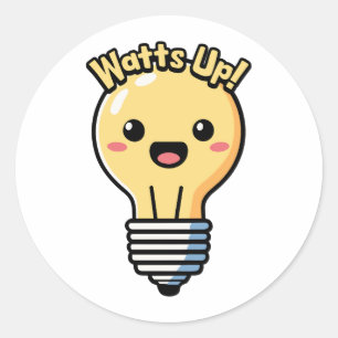 Adesivo Redondo Cuidado! Cartoon Lightbulb