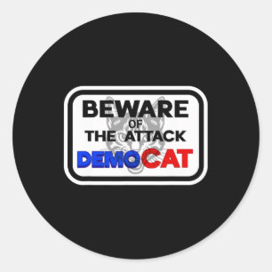 Adesivo Redondo Cuidado Com O Ataque Democat Democata Mulheres Com