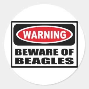 Adesivo Redondo CUIDADO COM O BEAGLES Sticker
