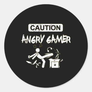 Adesivo Redondo Cuidado Com O Gamer Computador Engraçado Presente