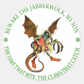 Adesivo Redondo Cuidado com o Jabberwock, meu filho. As Tubagens Q