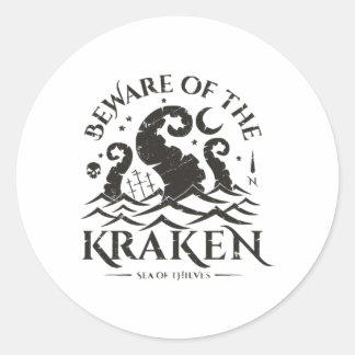 Adesivo Redondo Cuidado com o Kraken