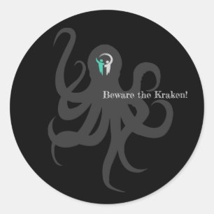 Adesivo Redondo Cuidado com o Kraken Sticker