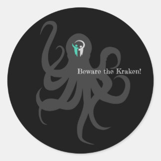 Adesivo Redondo Cuidado com o Kraken Sticker