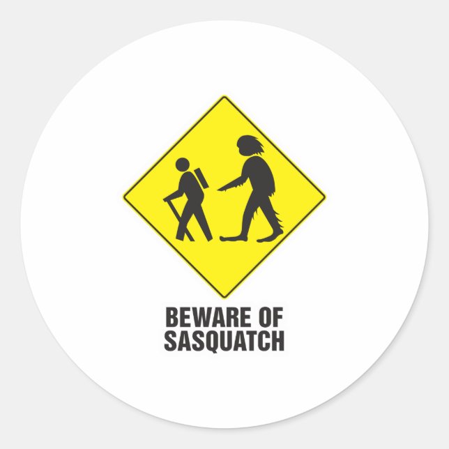 Adesivo Redondo Cuidado com o Sasquatch (Frente)
